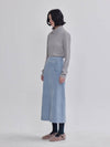 modified obi detail A-line front slit corduroy skirt sky blue - LIE - BALAAN 3