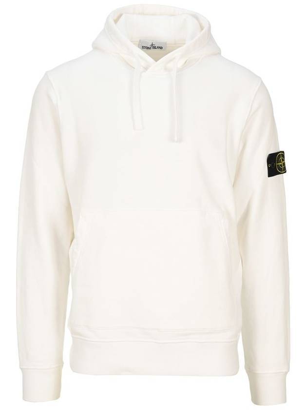 Wappen Patch Cotton Fleece Hoodie White - STONE ISLAND - BALAAN 1