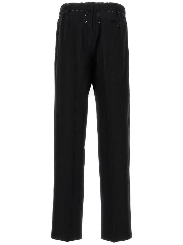 Drawstring Cotton High Waist Pants Black - MAISON MARGIELA - BALAAN 3