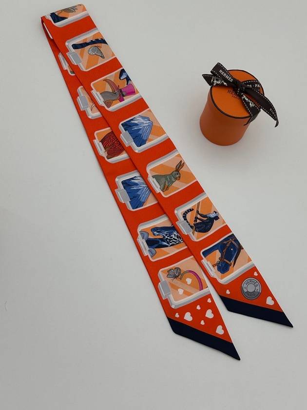 Twilly Story Orange Blue Petite Scarf H063875S - HERMES - BALAAN 5