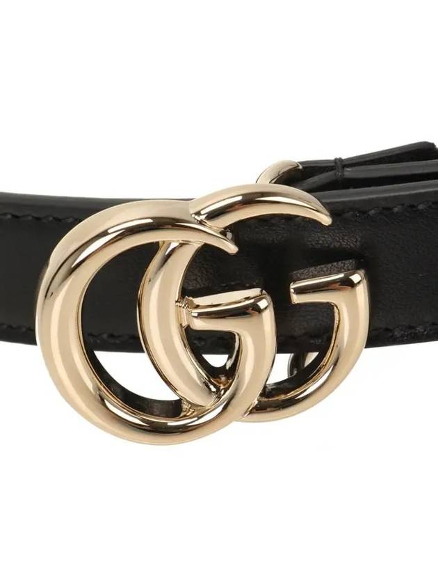 GG Marmont Thin Leather Belt Black - GUCCI - BALAAN 5