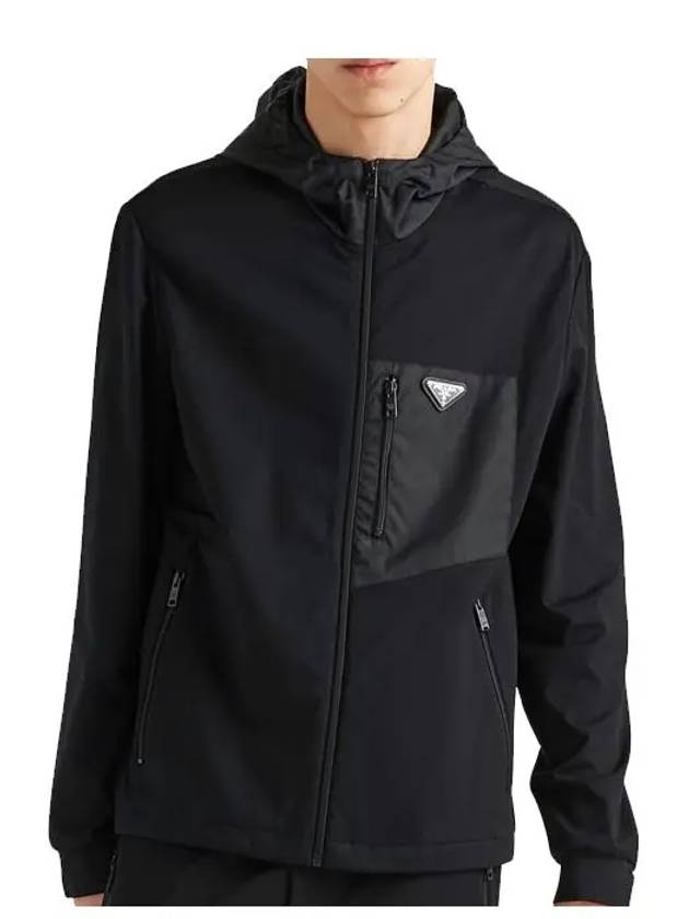 Triangle Logo Pocket Breasted Zip Up Jacket Black - PRADA - BALAAN 4