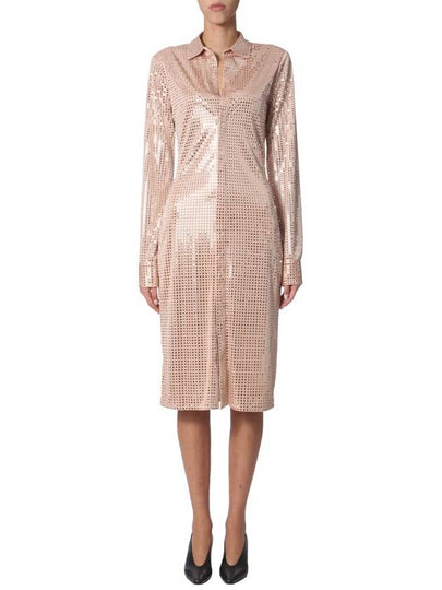 Women's Sequin Shirt Long Dress Beige - BOTTEGA VENETA - BALAAN 2