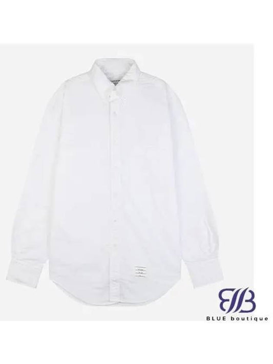 Men's Logo Patch Classic Cotton Long-Sleeve Shirt White - THOM BROWNE - BALAAN 2