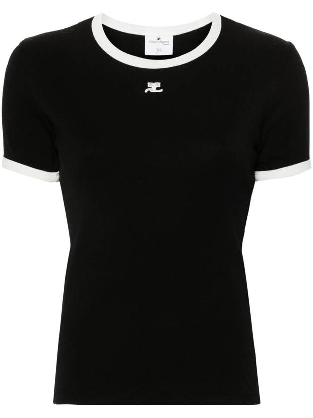 Contrast Signature Short Sleeve T-Shirt Black - COURREGES - BALAAN 2