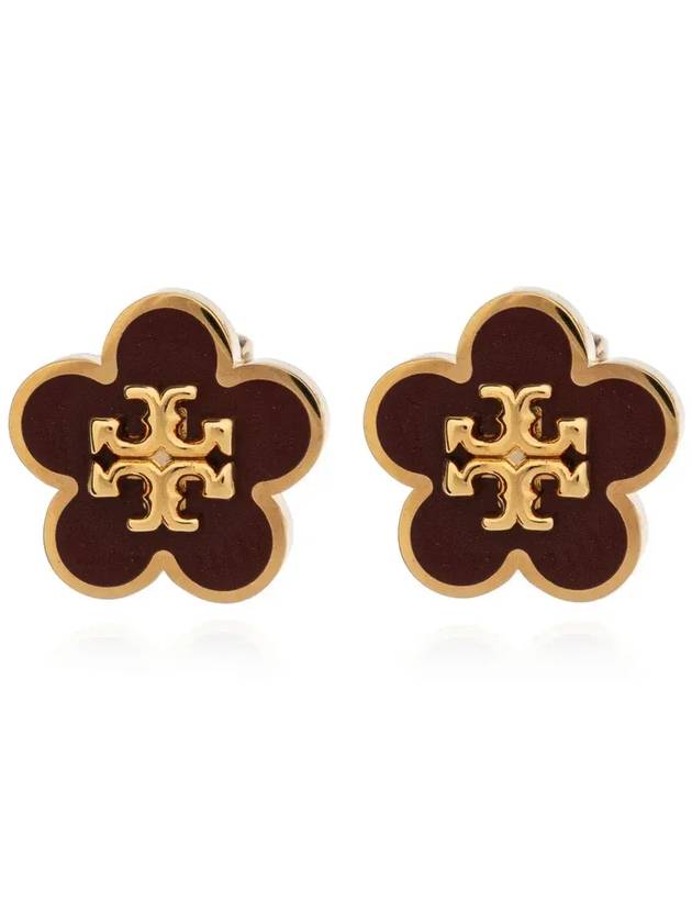 Kira flower stud earrings burgundy - TORY BURCH - BALAAN 1