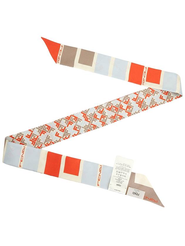 FF Motif Printed Narrow Silk Scarf - FENDI - BALAAN 4