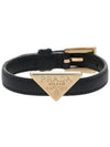 Saffiano Triangle Logo Bracelet Black - PRADA - BALAAN 1