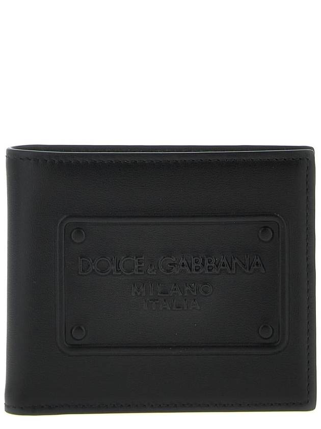 Logo Leather Half Wallet Black - DOLCE&GABBANA - BALAAN 2