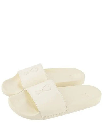 PARIS Unisex Heart Logo Slippers USN400AA0002 149 Ivory 271890 - AMI - BALAAN 1