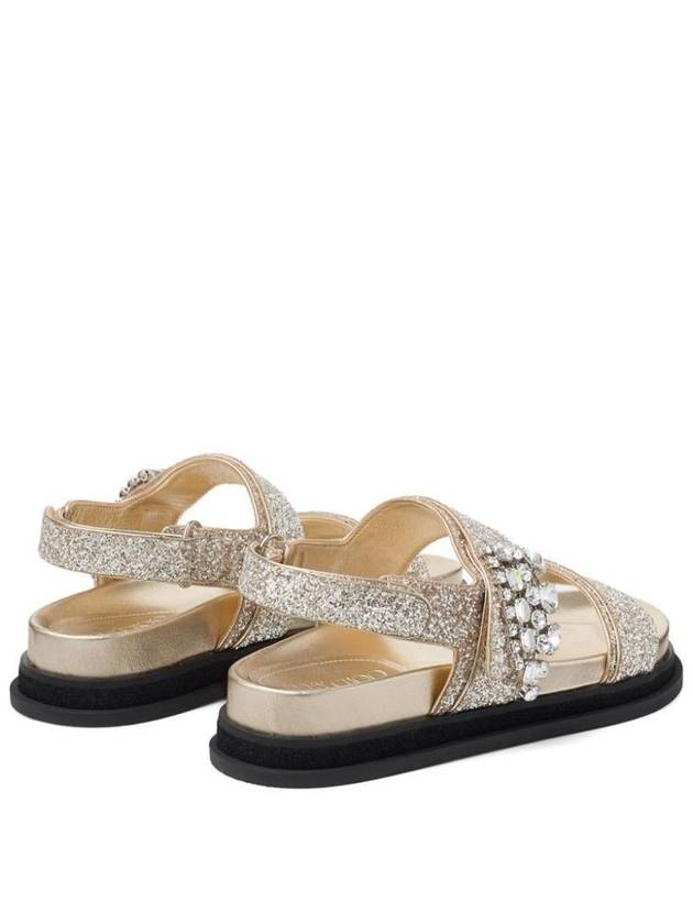 Jimmy Choo Verity Glittered Flat Sandals With Crystal Embellishment Shoes - JIMMY CHOO - BALAAN 4