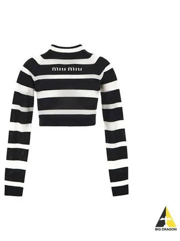 MIU Women s Striped Cashmere Silk Turtleneck Knit Black White MMR408 12ZM - MIU MIU - BALAAN 1