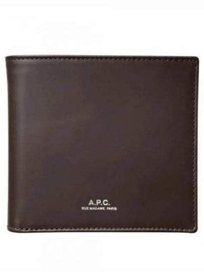 London Bill Fold Logo Half Wallet Dark Brown - A.P.C. - BALAAN 2