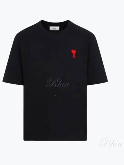 Small Heart Logo Boxy Fit Short Sleeve T-Shirt Black - AMI - BALAAN 2