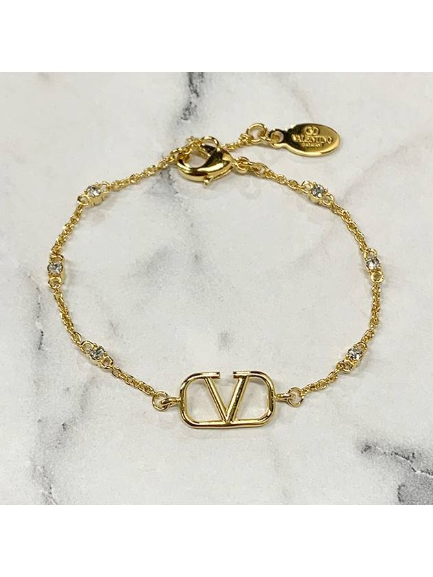 Signature Metal Swarovski Crystal Bracelet Gold - VALENTINO - BALAAN 4