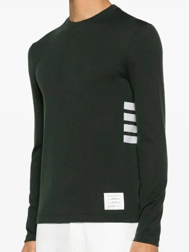 4 Bar Jersey Stretch Wool Knit Top Green - THOM BROWNE - BALAAN 4