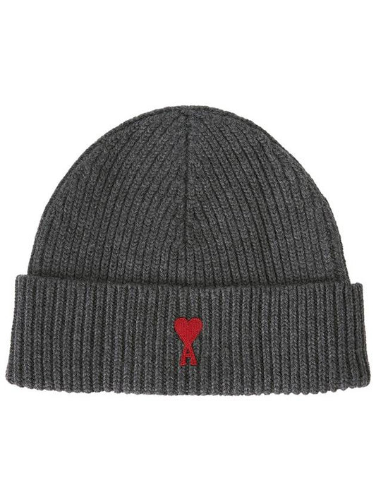 Heart Logo Wool Beanie Heather Grey - AMI - BALAAN 2