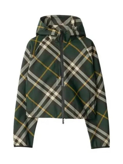 Check Pattern Zip-Up Hoodie Green - BURBERRY - BALAAN 2