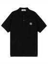 Logo Patch Short Sleeve Polo Shirt Black - STONE ISLAND - BALAAN 2