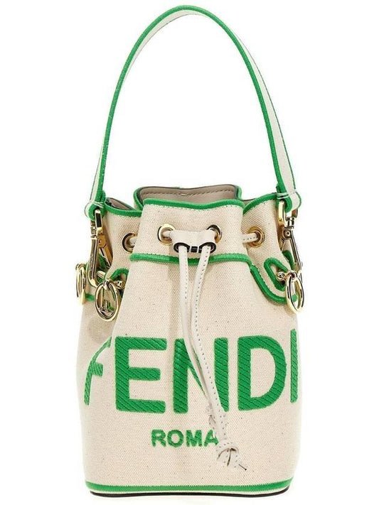 Roma Mon Treso Mini Canvas Bucket Bag Green - FENDI - BALAAN 1