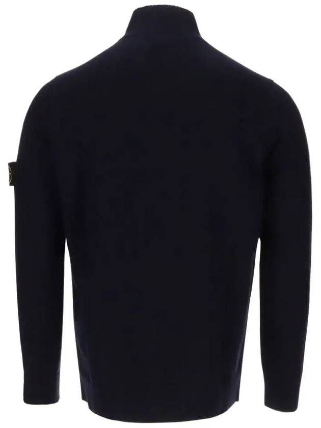 High Neck Half Button Lambswool Knit Top Navy - STONE ISLAND - BALAAN 4