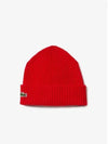 Ribbed Wool Beanie Red - LACOSTE - BALAAN 2