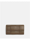 Cassette Flap Leather Long Wallet Taupe Grey - BOTTEGA VENETA - BALAAN 1