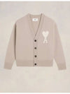 De Coeur Logo Wool Cardigan Light Beige - AMI - BALAAN 2