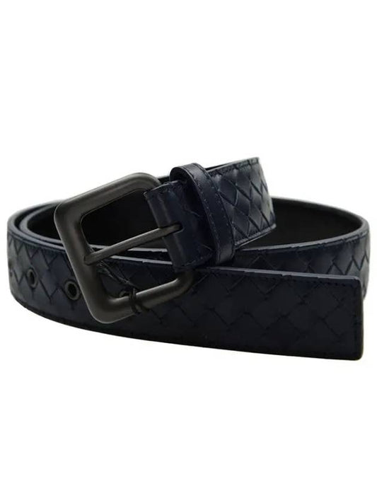 Intreciato Leather Belt Navy - BOTTEGA VENETA - BALAAN 2