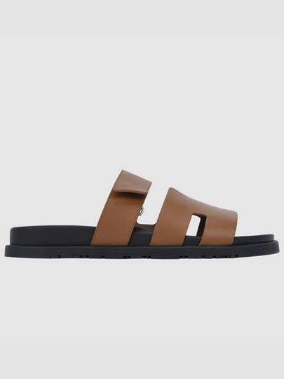 Chypre H Logo Calfskin Sandals Brown - HERMES - BALAAN 2