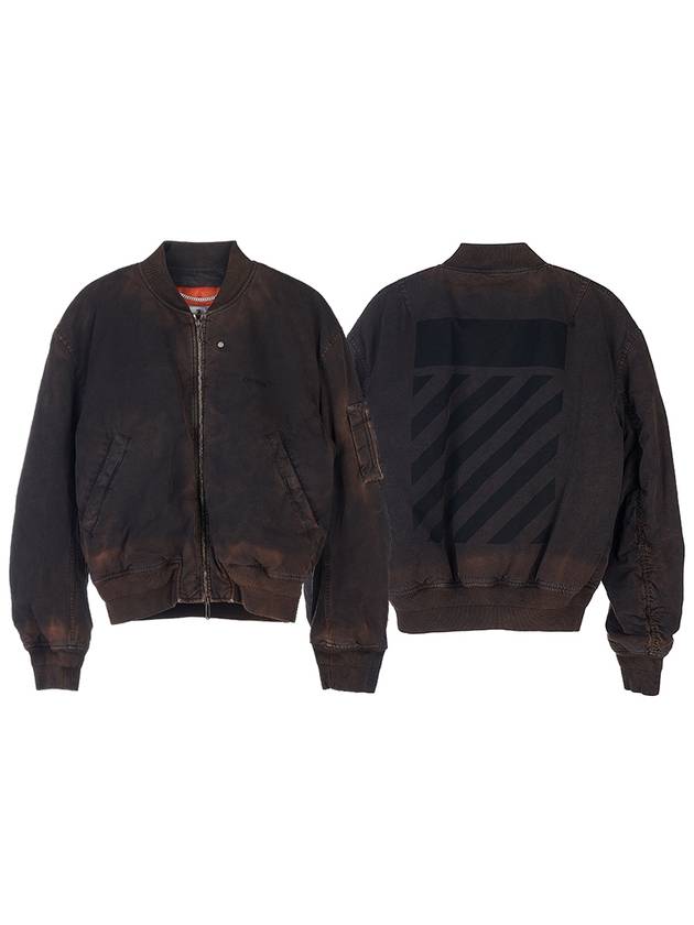 Diag logo print bomber jacket black - OFF WHITE - BALAAN 2