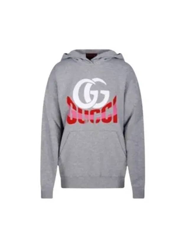 Logo Print Jersey Hoodie Grey - GUCCI - BALAAN 2