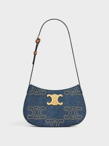 Medium Tilly Bag Triomphe Stud Denim Calfskin 115702FZN 07DD - CELINE - BALAAN 1