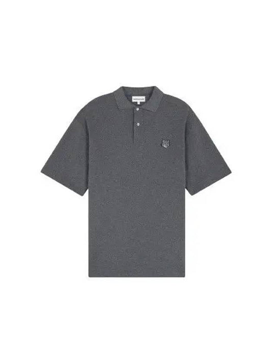 Bold Fox Head Patch Oversized Polo Shirt Grey - MAISON KITSUNE - BALAAN 2