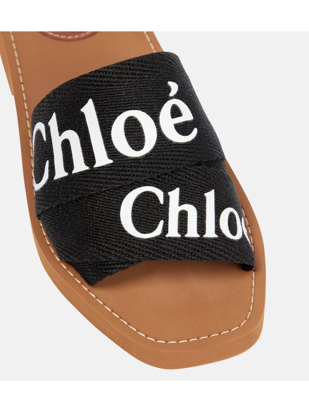 Woody Logo Canvas Strap Flat Mule Black - CHLOE - BALAAN 5