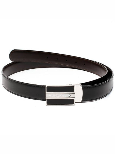 Classic Plate Buckle Reversible Leather Belt Black Brown - MONTBLANC - BALAAN 2