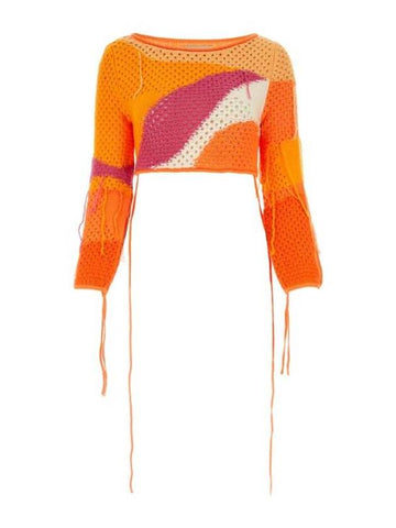 Pompelmo Sunset Cropped Knit Top Orange - HOUSE OF SUNNY - BALAAN 1