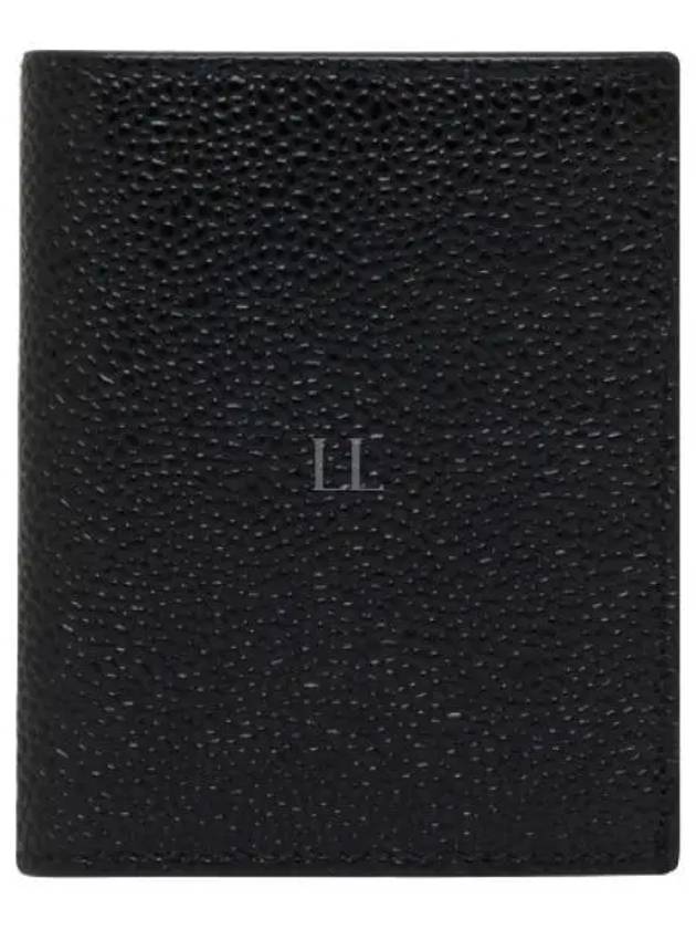 Pebble Grained Leather Double Card Wallet Black - THOM BROWNE - BALAAN 2