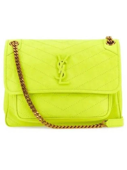 Nikki Medium Leather Shoulder Bag Yellow - SAINT LAURENT - BALAAN 2