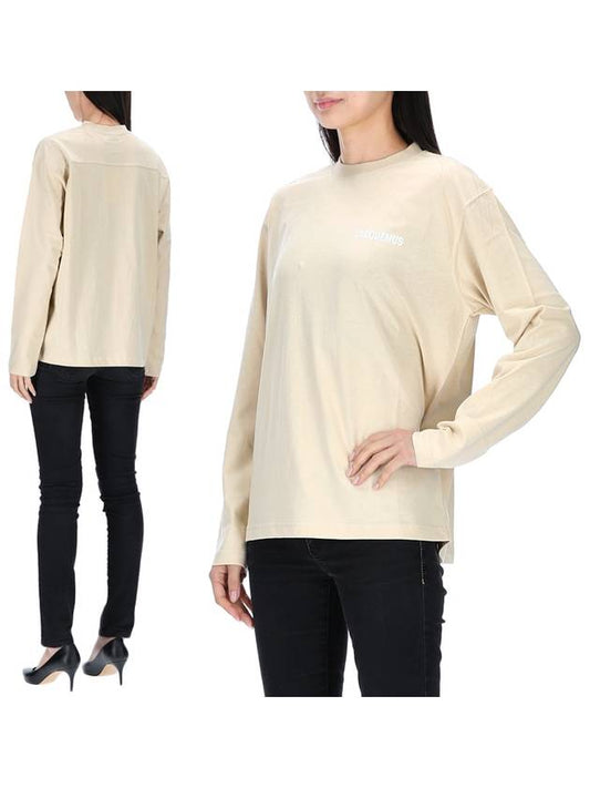 crew neck logo print long sleeve t-shirt beige - JACQUEMUS - BALAAN 2