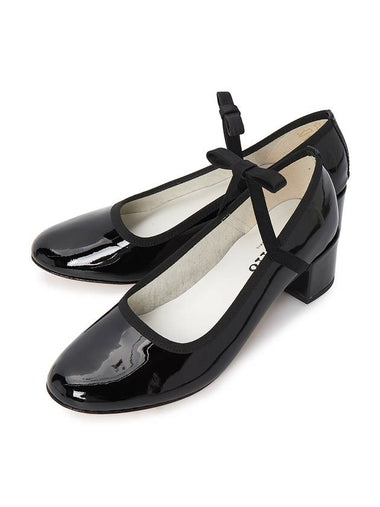 Women's Guillemette Satin Leather Mary Jane Flats Black - REPETTO - BALAAN 1