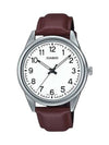 Leather Band Analog Watch White - CASIO - BALAAN 1