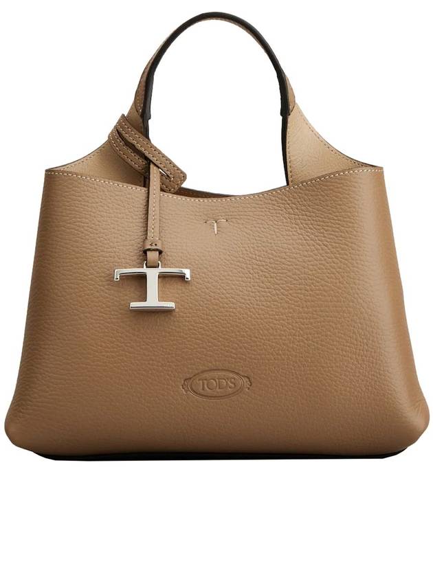 Logo Charm Leather Micro Tote Bag Brown - TOD'S - BALAAN 2