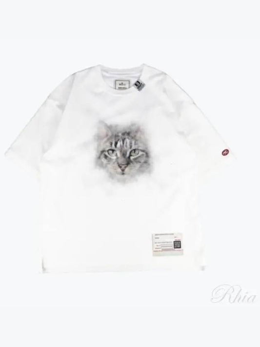 A13TS632 White Cat Print T shirt - MIHARA YASUHIRO - BALAAN 1