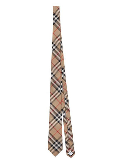 Men's Modern Cut Vintage Check Silk Tie Beige - BURBERRY - BALAAN 2