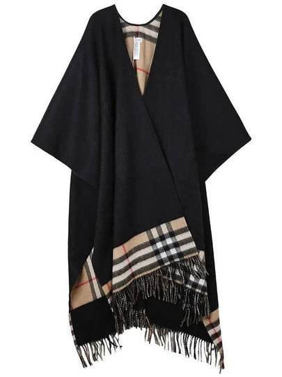 Vintage Check Pattern Wool Cashmere Cape Black - BURBERRY - BALAAN 2