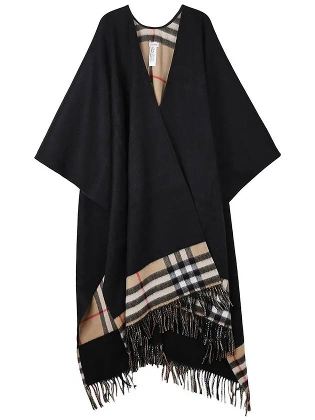 Vintage Check Pattern Wool Cashmere Cape Black - BURBERRY - BALAAN 7