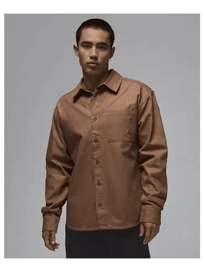 Jordan Essential Button Down Shirt M Akio Brown FV7446 223 - NIKE - BALAAN 2