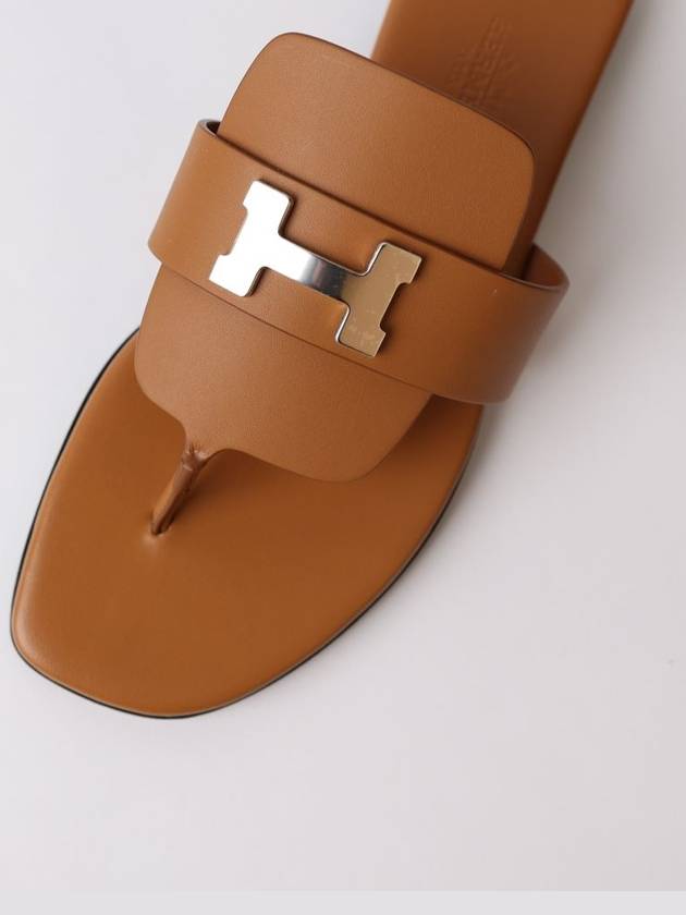 Hermes Galerie Buckle Leather Sandals Brown - HERMES - BALAAN.