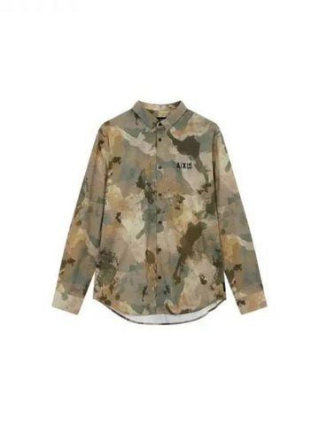 Men s Stained Camouflage Regular Fit Shirt Khaki 270452 - ARMANI EXCHANGE - BALAAN 1